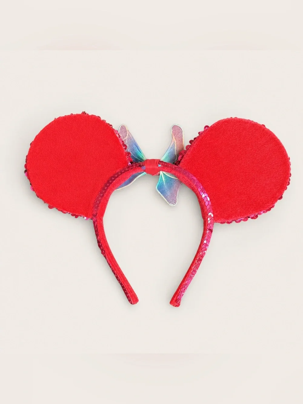 Disney Sequin Pink Minnie Ears Headband with Rainbow Bow
